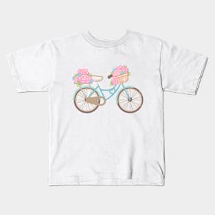 Floral vintage delivery bicycle Kids T-Shirt